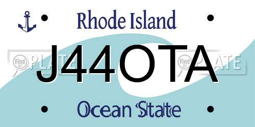 J44OTA Rhode Island License Plate