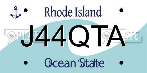 J44QTA Rhode Island License Plate