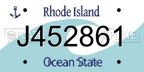 J452861 Rhode Island License Plate