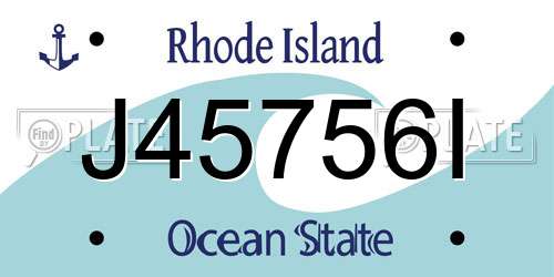 J45756I Rhode Island License Plate