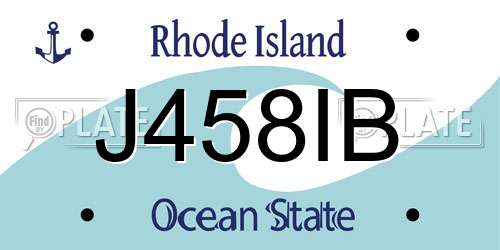 J458IB Rhode Island License Plate