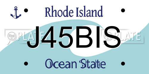 J45BIS Rhode Island License Plate