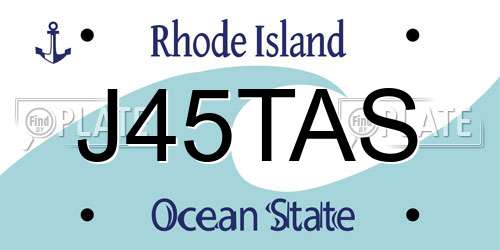 J45TAS Rhode Island License Plate