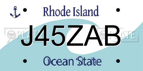 J45ZAB Rhode Island License Plate