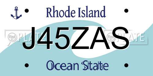 J45ZAS Rhode Island License Plate