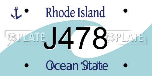 J478 Rhode Island License Plate
