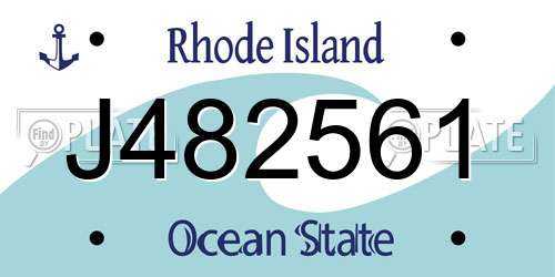 J482561 Rhode Island License Plate
