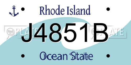 J4851B Rhode Island License Plate