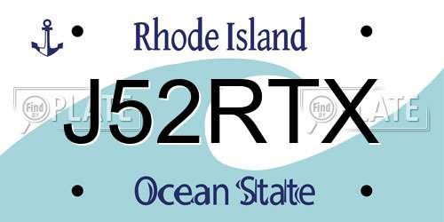 J52RTX Rhode Island License Plate
