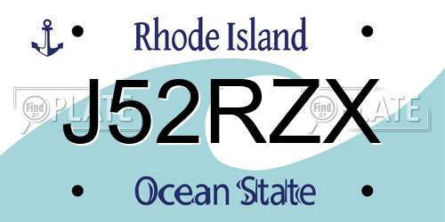 J52RZX Rhode Island License Plate