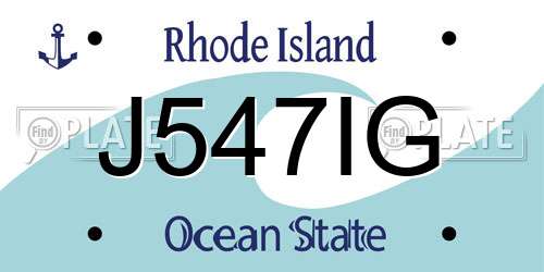 J547IG Rhode Island License Plate