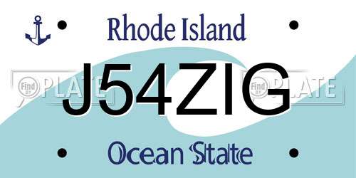 J54ZIG Rhode Island License Plate