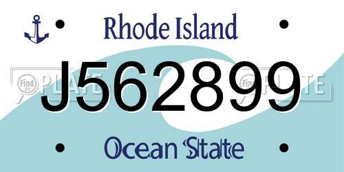 J562899 Rhode Island License Plate