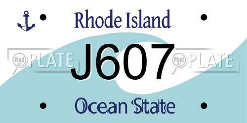 J607 Rhode Island License Plate