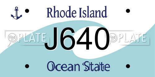 J640 Rhode Island License Plate