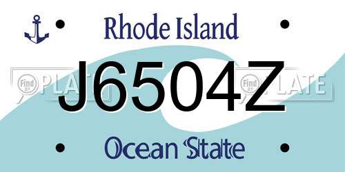 J6504Z Rhode Island License Plate