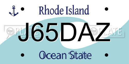 J65DAZ Rhode Island License Plate