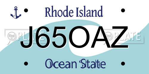 J65OAZ Rhode Island License Plate
