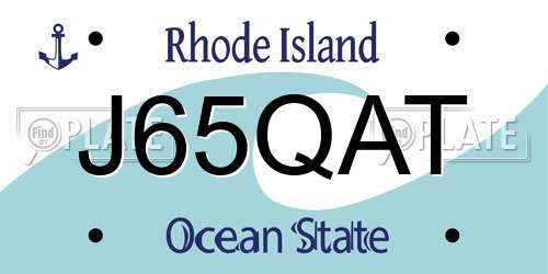 J65QAT Rhode Island License Plate