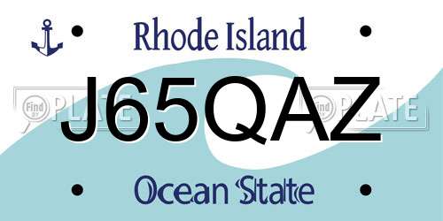 J65QAZ Rhode Island License Plate
