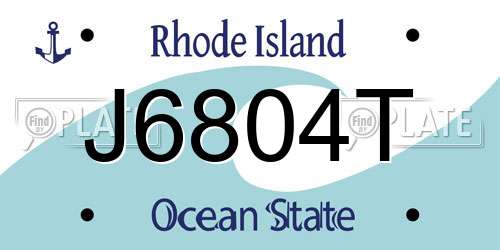 J6804T Rhode Island License Plate