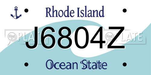 J6804Z Rhode Island License Plate
