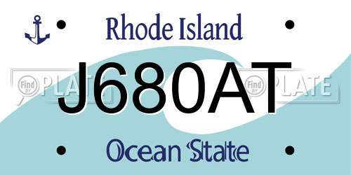 J680AT Rhode Island License Plate