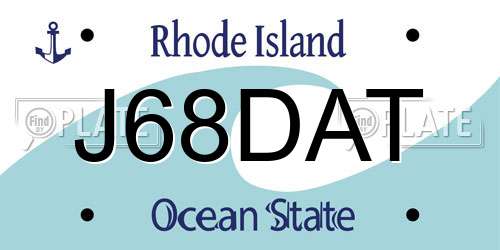 J68DAT Rhode Island License Plate
