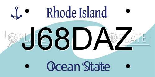 J68DAZ Rhode Island License Plate