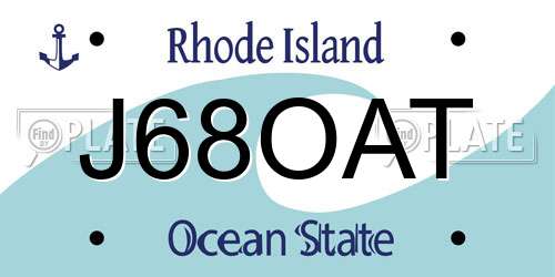 J68OAT Rhode Island License Plate