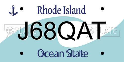 J68QAT Rhode Island License Plate