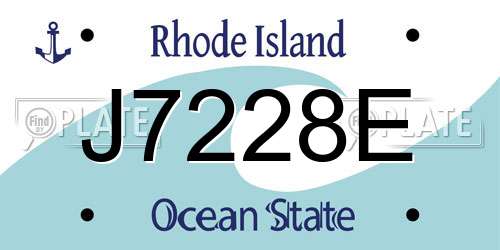 J7228E Rhode Island License Plate