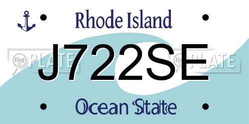 J722SE Rhode Island License Plate