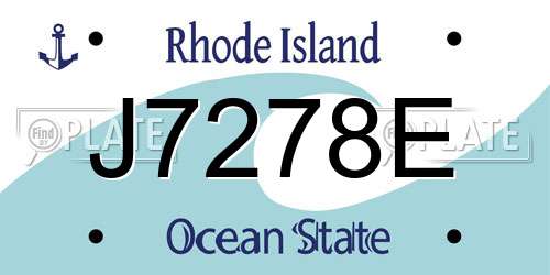 J7278E Rhode Island License Plate