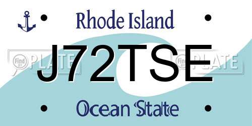 J72TSE Rhode Island License Plate