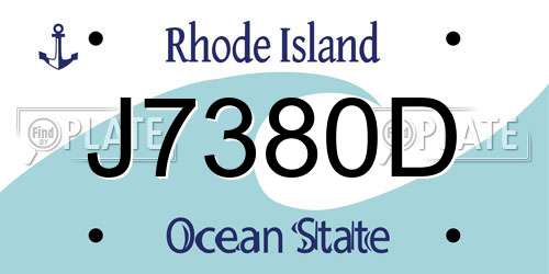 J7380D Rhode Island License Plate