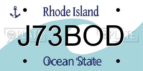 J73BOD Rhode Island License Plate