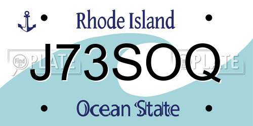J73SOQ Rhode Island License Plate