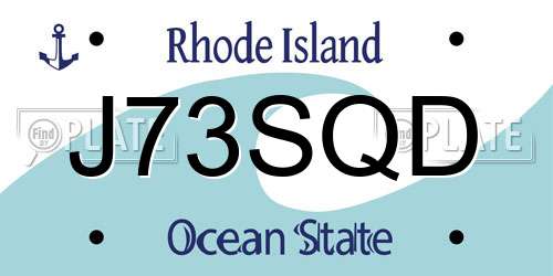 J73SQD Rhode Island License Plate