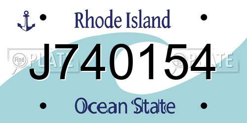 J740154 Rhode Island License Plate