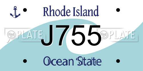 J755 Rhode Island License Plate