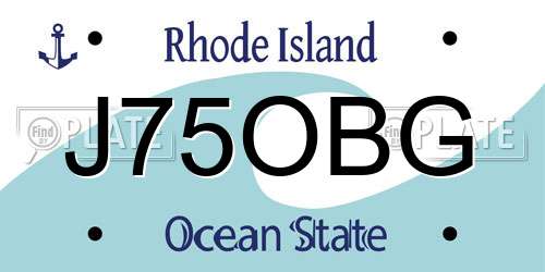 J75OBG Rhode Island License Plate