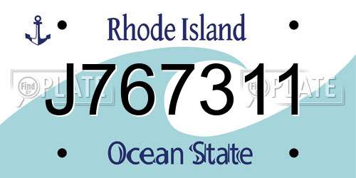J767311 Rhode Island License Plate