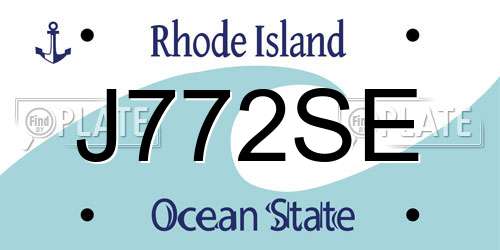 J772SE Rhode Island License Plate