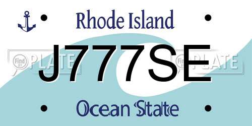 J777SE Rhode Island License Plate