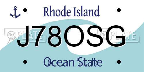 J78OSG Rhode Island License Plate