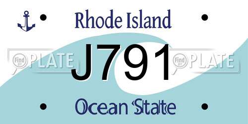 J791 Rhode Island License Plate