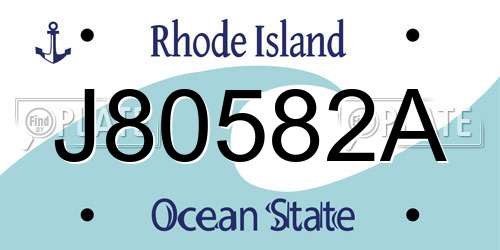 J80582A Rhode Island License Plate