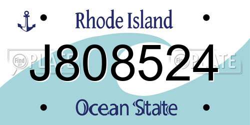 J808524 Rhode Island License Plate