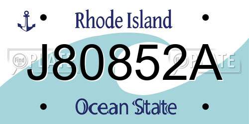 J80852A Rhode Island License Plate